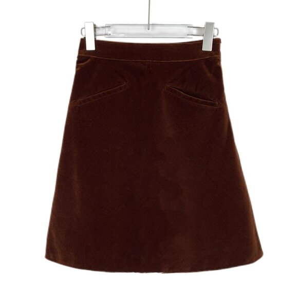 Celine Dark Red Cotton A-Line Skirt With Pockets Size 36 XS Made In France Elega - Picture 1 of 7